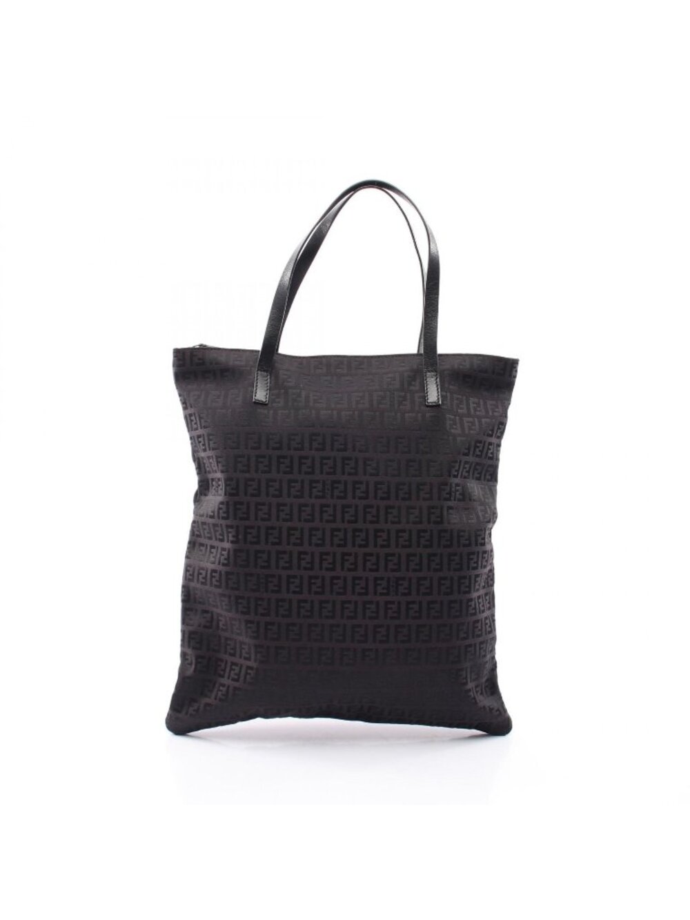 Fendi Tote Zucchino Black Canvas Leather
